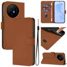 For TCL 50 XL Skin Feel Solid Color Leather Phone Case with Lanyard(Brown) - 1