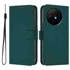 For TCL 50 XL Skin Feel Solid Color Leather Phone Case with Lanyard(Dark Green) - 2