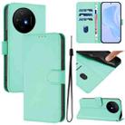 For TCL 50 XL Skin Feel Solid Color Leather Phone Case with Lanyard(Mint Green) - 1