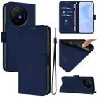 For TCL 50 XL Skin Feel Solid Color Leather Phone Case with Lanyard(Navy Blue) - 1