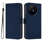 For TCL 50 XL Skin Feel Solid Color Leather Phone Case with Lanyard(Navy Blue) - 2