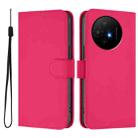 For TCL 50 XL Skin Feel Solid Color Leather Phone Case with Lanyard(Rose Red) - 2