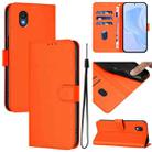 For TCL 201 Skin Feel Solid Color Leather Phone Case with Lanyard(Orange) - 1