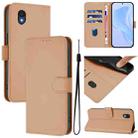 For TCL 201 Skin Feel Solid Color Leather Phone Case with Lanyard(Nude) - 1