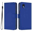 For TCL 201 Skin Feel Solid Color Leather Phone Case with Lanyard(Dark Blue) - 2