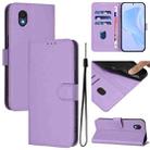 For TCL 201 Skin Feel Solid Color Leather Phone Case with Lanyard(Lavender Purple) - 1