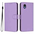 For TCL 201 Skin Feel Solid Color Leather Phone Case with Lanyard(Lavender Purple) - 2