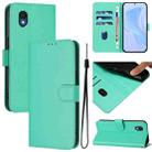 For TCL 201 Skin Feel Solid Color Leather Phone Case with Lanyard(Green) - 1