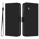 For TCL 201 Skin Feel Solid Color Leather Phone Case with Lanyard(Black) - 2