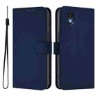 For TCL 201 Skin Feel Solid Color Leather Phone Case with Lanyard(Navy Blue) - 2