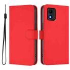 For TCL 303 Skin Feel Solid Color Leather Phone Case with Lanyard(Red) - 2