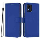 For TCL 303 Skin Feel Solid Color Leather Phone Case with Lanyard(Dark Blue) - 2