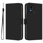 For TCL 303 Skin Feel Solid Color Leather Phone Case with Lanyard(Black) - 2