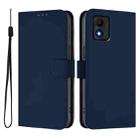 For TCL 303 Skin Feel Solid Color Leather Phone Case with Lanyard(Navy Blue) - 2