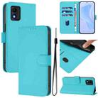 For TCL 303 Skin Feel Solid Color Leather Phone Case with Lanyard(Lake Blue) - 1