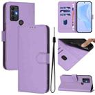 For TCL 305 / 306 / 30 SE AL02 Skin Feel Solid Color Leather Phone Case with Lanyard(Lavender Purple) - 1