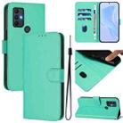 For TCL 305 / 306 / 30 SE AL02 Skin Feel Solid Color Leather Phone Case with Lanyard(Green) - 1