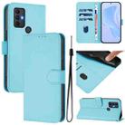 For TCL 305 / 306 / 30 SE AL02 Skin Feel Solid Color Leather Phone Case with Lanyard(Sky Blue) - 1