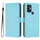 For TCL 305 / 306 / 30 SE AL02 Skin Feel Solid Color Leather Phone Case with Lanyard(Sky Blue) - 2