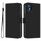 For TCL 403 Skin Feel Solid Color Leather Phone Case with Lanyard(Black) - 2