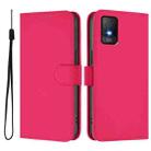 For TCL 403 Skin Feel Solid Color Leather Phone Case with Lanyard(Rose Red) - 2