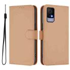 For TCL 405 / 406 / 408 Skin Feel Solid Color Leather Phone Case with Lanyard(Nude) - 2