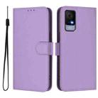 For TCL 405 / 406 / 408 Skin Feel Solid Color Leather Phone Case with Lanyard(Lavender Purple) - 2