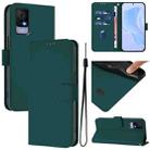 For TCL 405 / 406 / 408 Skin Feel Solid Color Leather Phone Case with Lanyard(Dark Green) - 1