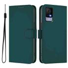 For TCL 405 / 406 / 408 Skin Feel Solid Color Leather Phone Case with Lanyard(Dark Green) - 2