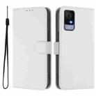 For TCL 405 / 406 / 408 Skin Feel Solid Color Leather Phone Case with Lanyard(White) - 2