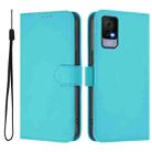 For TCL 405 / 406 / 408 Skin Feel Solid Color Leather Phone Case with Lanyard(Lake Blue) - 2