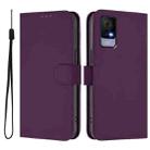 For TCL 405 / 406 / 408 Skin Feel Solid Color Leather Phone Case with Lanyard(Violet) - 2