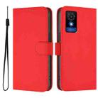 For TCL 501 Skin Feel Solid Color Leather Phone Case with Lanyard(Red) - 2