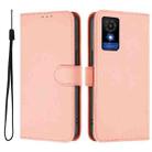 For TCL 501 Skin Feel Solid Color Leather Phone Case with Lanyard(Pink) - 2