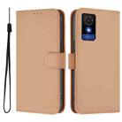 For TCL 501 Skin Feel Solid Color Leather Phone Case with Lanyard(Nude) - 2