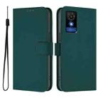 For TCL 501 Skin Feel Solid Color Leather Phone Case with Lanyard(Dark Green) - 2