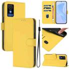 For TCL 501 Skin Feel Solid Color Leather Phone Case with Lanyard(Lemon Yellow) - 1