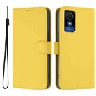 For TCL 501 Skin Feel Solid Color Leather Phone Case with Lanyard(Lemon Yellow) - 2