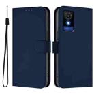 For TCL 501 Skin Feel Solid Color Leather Phone Case with Lanyard(Navy Blue) - 2