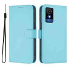 For TCL 501 Skin Feel Solid Color Leather Phone Case with Lanyard(Sky Blue) - 2
