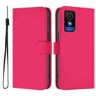 For TCL 501 Skin Feel Solid Color Leather Phone Case with Lanyard(Rose Red) - 2