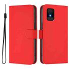 For TCL 502 Skin Feel Solid Color Leather Phone Case with Lanyard(Red) - 2