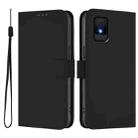 For TCL 502 Skin Feel Solid Color Leather Phone Case with Lanyard(Black) - 2