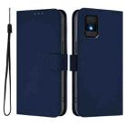 For TCL 502 Skin Feel Solid Color Leather Phone Case with Lanyard(Navy Blue) - 2