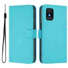 For TCL 502 Skin Feel Solid Color Leather Phone Case with Lanyard(Lake Blue) - 2