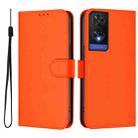 For TCL 505 Skin Feel Solid Color Leather Phone Case with Lanyard(Orange) - 2