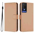 For TCL 505 Skin Feel Solid Color Leather Phone Case with Lanyard(Nude) - 2