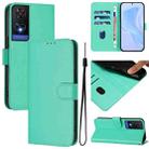 For TCL 505 Skin Feel Solid Color Leather Phone Case with Lanyard(Green) - 1