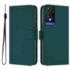 For TCL 505 Skin Feel Solid Color Leather Phone Case with Lanyard(Dark Green) - 2