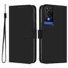 For TCL 505 Skin Feel Solid Color Leather Phone Case with Lanyard(Black) - 2